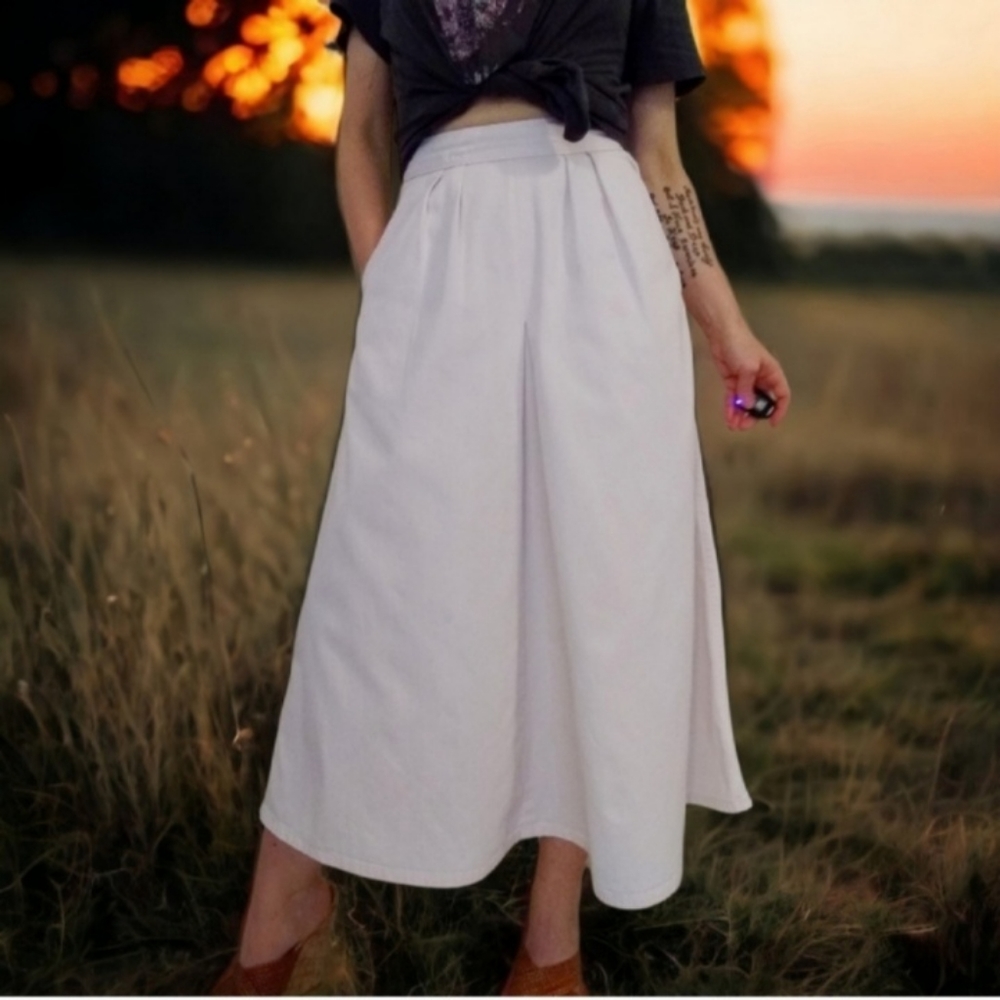 Vtg CK Pale Pink Denim Skirt - Picture 7 of 16